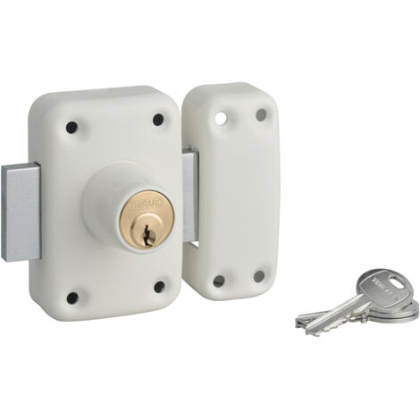 THIRARD - Verrou double entrée Apache pour porte d'entrée, cylindre 45mm, acier, 3 clés, époxy blanc - THIRARD