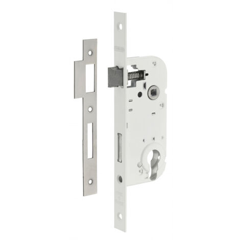 Thirard – Boitier de serrure encastrable à cylindre pour porte d'entrée – Axe 40mm – Cylindre 30x30mm – Acier embouti – Couleur blanc (1/2)