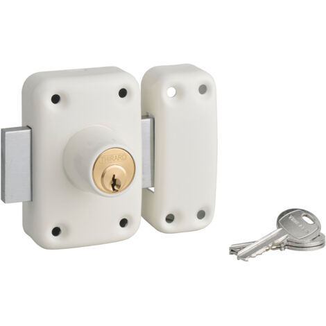 THIRARD - Verrou double entrée Apache pour porte d'entrée, cylindre 40mm, acier, 3 clés, époxy blanc - THIRARD