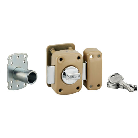 THIRARD - Verrou à bouton Transit 2 A2P pour porte d'entrée, cylindre 40mm, acier, 4 clés, époxy bronze - THIRARD