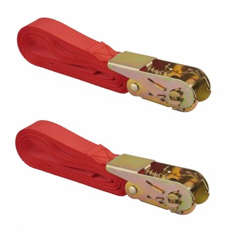 THIRARD - Lot de 2 sangles de serrage, 5m, à cliquet, rouge - THIRARD