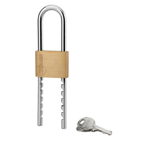 THIRARD - Cadenas à clé Anse Réglable, laiton, intérieur, anse acier, 50mm, 2 clés - THIRARD (1/4)
