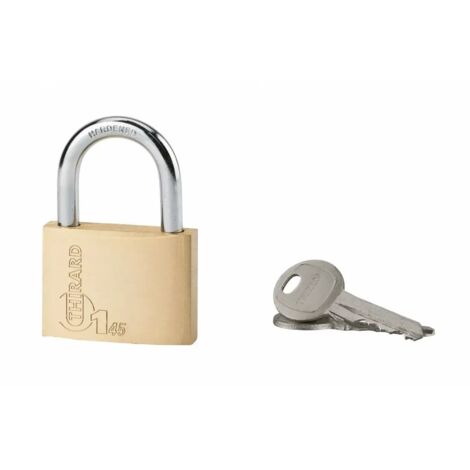 THIRARD - Cadenas à clé Type 1+, intérieur, laiton, anse acier, 45mm, 2 clés - THIRARD