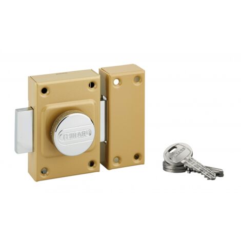 THIRARD - Verrou à bouton Concorde pour porte d'entrée, cylindre 45mm, acier, 3 clés, époxy bronze - THIRARD