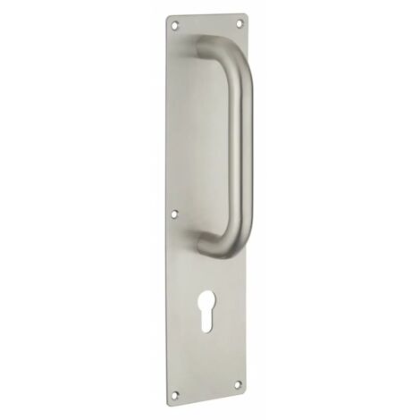 Thirard – Poignée de tirage inox 300x75 mm – Plaque pour cylindre européen – Résistante à la corrosion – Installation rapide sur porte en bois