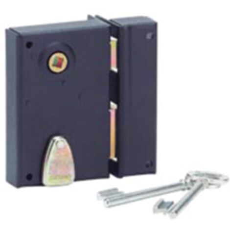 THIRARD - Serrure verticale en applique 4 gorges à fouillot pour entrée, droite, axe 40mm, carré 7mm, 70x110mm, noir, 2 clés - THIRARD