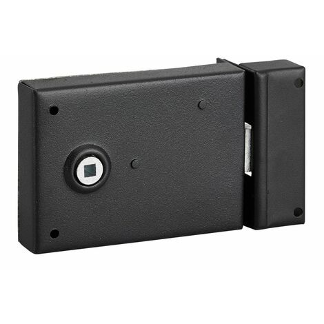 THIRARD - Serrure horizontale en applique à fouillot pour porte int., pêne 1/ tour seul, axe 45mm, carré 6mm, 110x76mm, noir