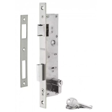 Thirard – Serrure encastrable pour porte d'entrée – Axe 26mm – Dimensions 41x194mm – 3 clés fournies – Pour menuiserie métallique