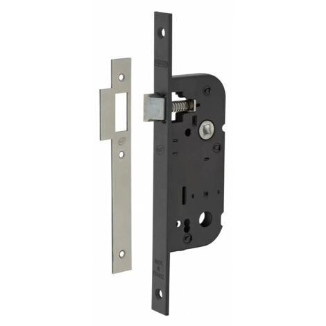 Thirard – Serrure encastrable NF pour porte intérieure – Axe 40mm – Demi-tour réversible – Gâche plate en acier – Finition époxy noir