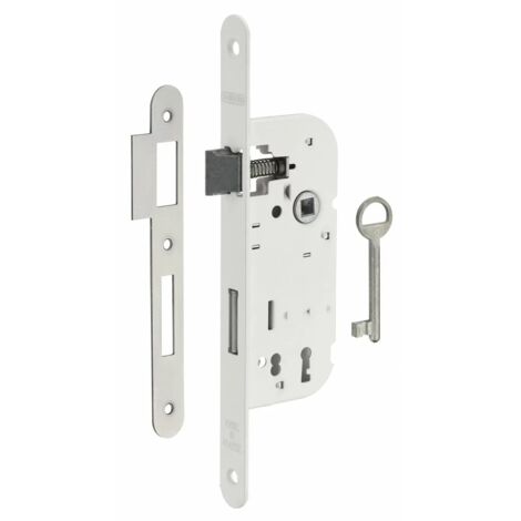 Thirard – Serrure encastrable à clé pour porte de chambre – Axe 40mm – Bout rond – 1 tour – 1 clé – Coffre acier embouti – Pêne acier