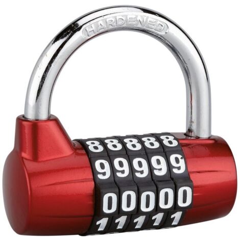 Thirard – Cadenas à combinaison 5 chiffres – Anse en acier cémenté nickelé – Mécanisme à 5 viroles – Pour casiers et malles – Longueur 65mm
