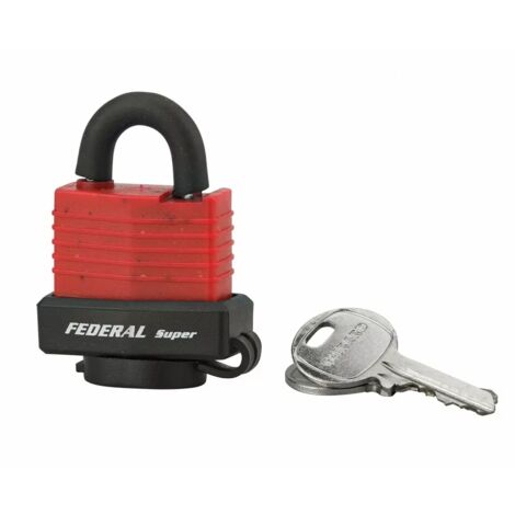 THIRARD - Cadenas à clé Fédéral Lock Sea Line Rouge, laiton, extérieur, anse inox, 35mm, 2 clés - THIRARD