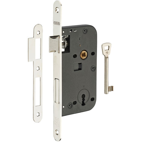 Thirard – Serrure encastrable à clé pour porte de chambre – Axe 50mm – Laiton poli verni – Mécanisme 2 tours – Inclus 1 clé (1/3)
