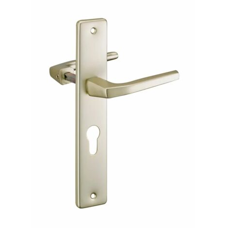 Thirard – Béquille double en aluminium anodisé couleur champagne – Trou de cylindre 8mm – Entraxes 56mm – Usage durable pour portes d'entrée (1/2)
