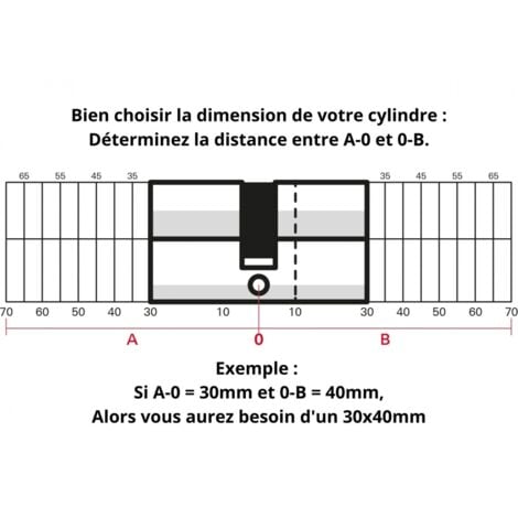Lot de 2 cylindres de serrure double entrée T2, s'entrouvrant, 30x40mm, anti-perçage, 4 clés/cyl