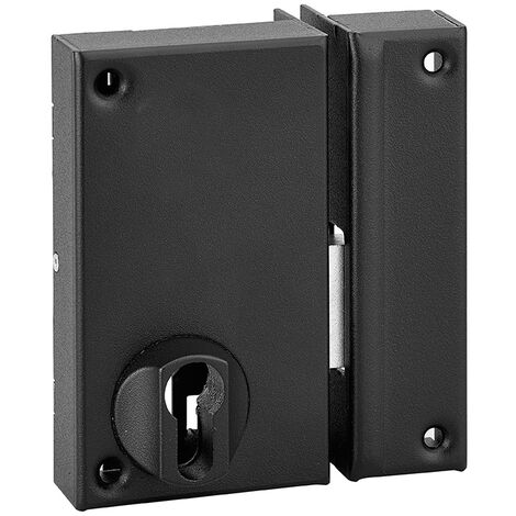 Thirard – Serrure verticale en applique double entrée pour porte de cave – Pêne seul – Axe 45mm – Dimensions 75x130mm – Couleur noir