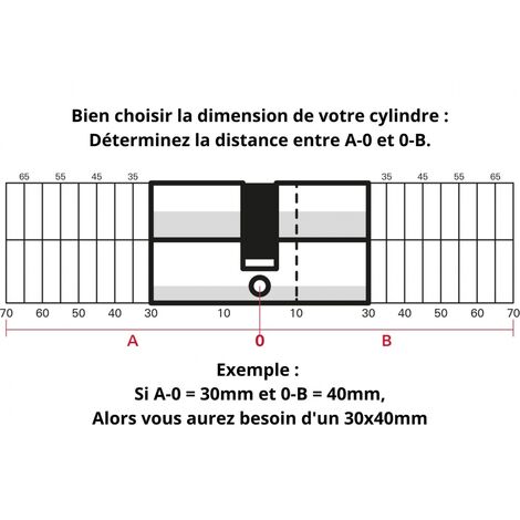 Cylindre de serrure à double entrée 5G, 30x50mm, nickel, anti-arrachement, 5 clés