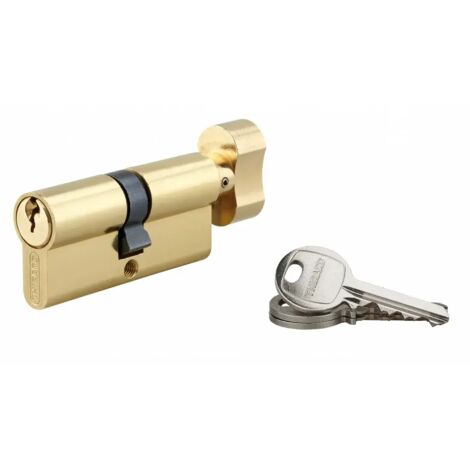 Thirard – Cylindre de serrure à bouton SA 35Bx35mm – Anti-arrachement – 5 goupilles – 3 clés en acier nickelé – Pour portes d'entrée (1/2)