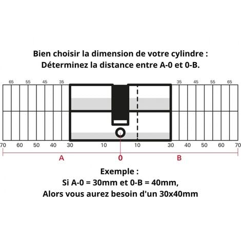 Cylindre de serrure à double entrée 5G, 35x45mm, nickel, anti-arrachement, 5 clés