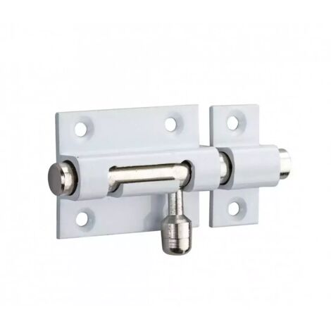 Verrou pour porte de meuble targette laiton laqué blanc 40 mm