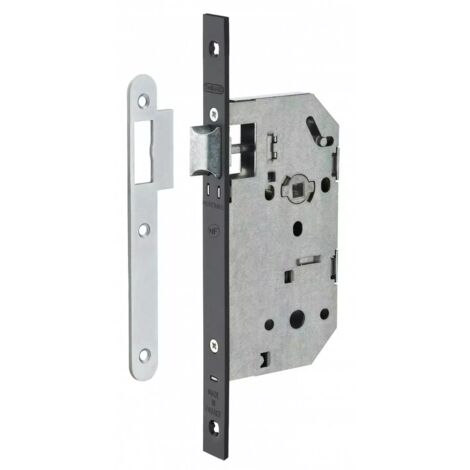 Thirard – Serrure encastrable monopoint pour porte d'intérieur – Coffre en acier embouti – Demi-tour bipente réversible – Gâche plate en acier zingué (1/2)