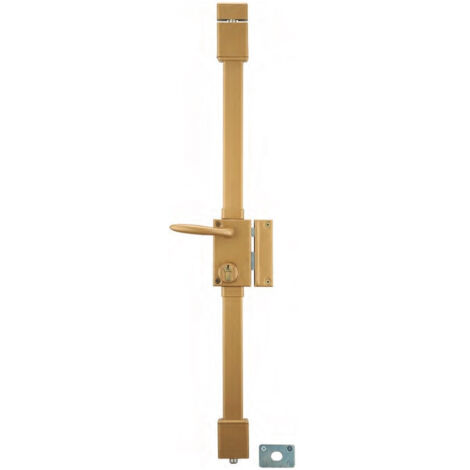 THIRARD - Serrure en applique Targa à tirage pour porte d'entrée, gauche, 3 pts, cylindre Transit2 30x65mm, axe 45mm, or, 4 clés - THIRARD