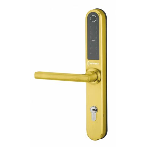 Garniture de porte Intelock Multi THIRARD entraxe 85 Révers. carré 8 - Or - 78913 (1/3)