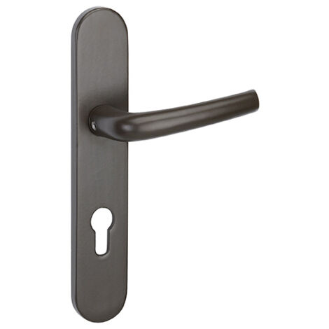 Thirard – Poignée de porte garniture extérieure 125mm – Acier 15/10ème – Finition époxy marron – Compatible serrure Tribando (1/5)