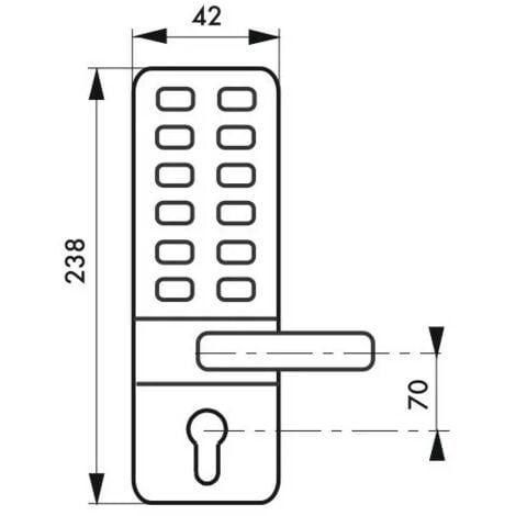 Serrure à combinaison avec paire de béquilles pour serrure encastrable pour porte d'entrée, 8 chiffres, chromé