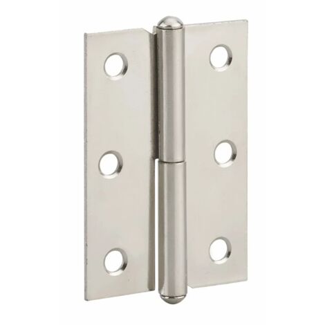 Thirard – Paumelle acier nickelé 60x40 mm – Fixation solide pour portes légères – 3 trous de chaque pan – Accessoire essentiel pour menuiserie