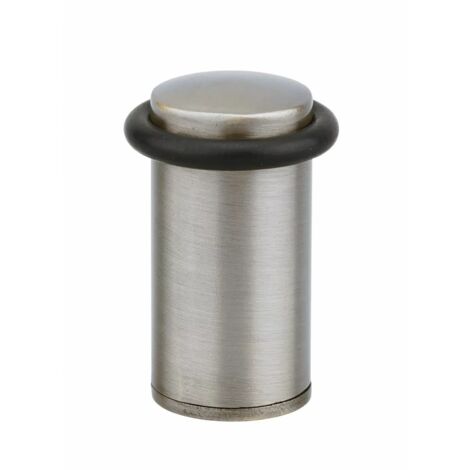 Thirard – Butoir à visser pour sol – Ø38x58mm – Bague en caoutchouc pour protection murale – Finition chrome satiné (1/2)