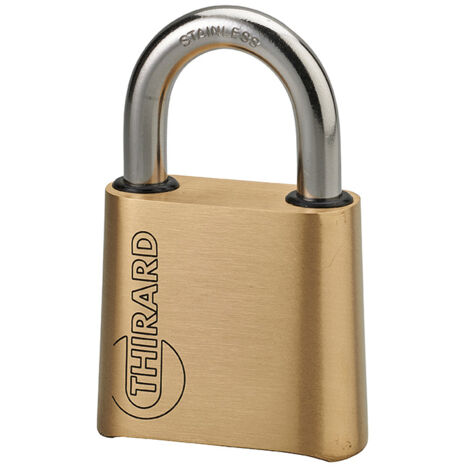 Thirard – Cadenas à combinaison modifiable 4 viroles – Corps en laiton robuste – Anse acier inoxydable A2 – 10 000 combinaisons possibles (1/3)