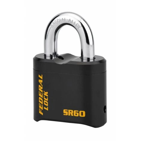 THIRARD - Cadenas à combinaison Fédéral Lock SR, acier, 4 chiffres, chantier, anse acier, 62mm, noir - THIRARD