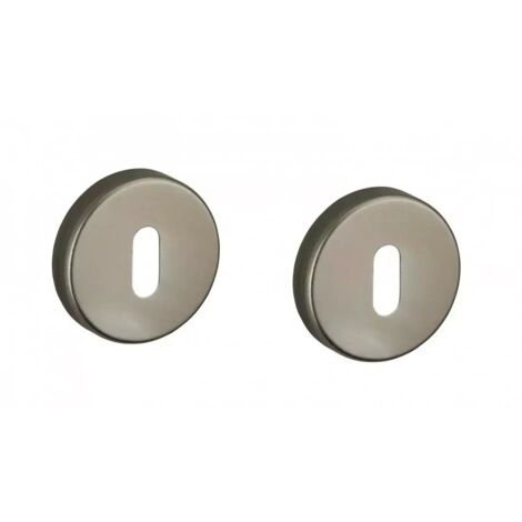 Thirard – Paire de rosaces nickelé brossé pour porte – Acier embouti – Fixation invisible – Finition satinée – Compatible avec trou de clé (1/2)