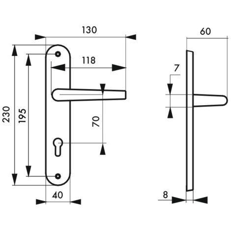 Thirard – Poignée de porte Crecy à cylindre – Aluminium fondu finition anodisée argent – Entr'axe 195mm – Pour portes d'épaisseur 45mm