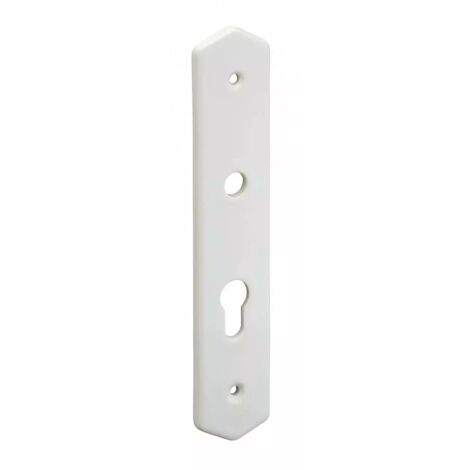 Thirard – Plaque de propreté trou de cylindre en porcelaine et laiton – Finition blanche élégante – Pour portes d'entrée – Entraxes 195 mm