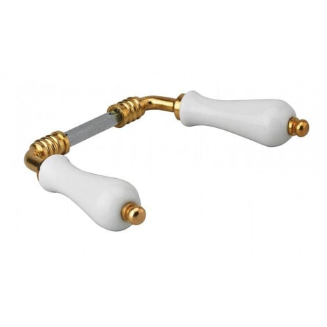 Paire de béquilles pour porte, carré 7mm, 2 portées, porcelaine, blanc