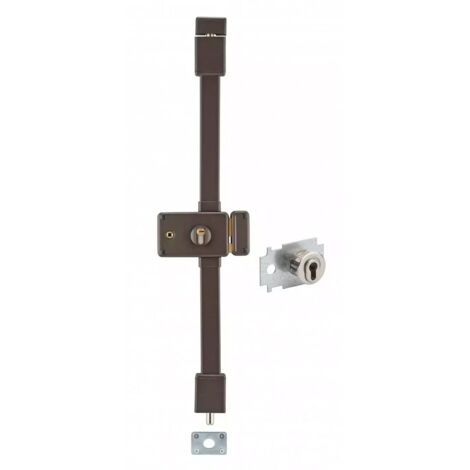 THIRARD - Serrure en applique Horga A2P à fouillot pour entrée, droite, 3pts, Transit2 30x65mm, axe 70mm, marron, 4 clés - THIRARD