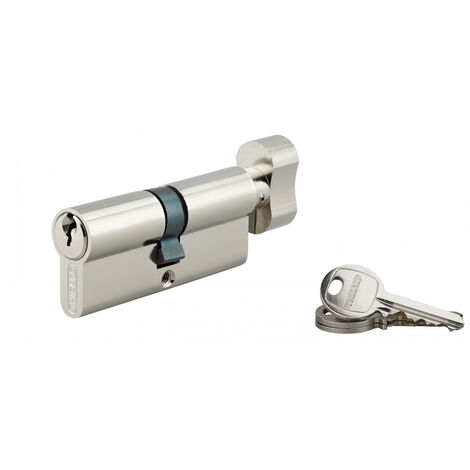 Thirard – Cylindre de serrure à bouton 30 x 40 mm – Nickelé – 3 clés – 5 goupilles – Niveau de sécurité 3/10 – Profil européen