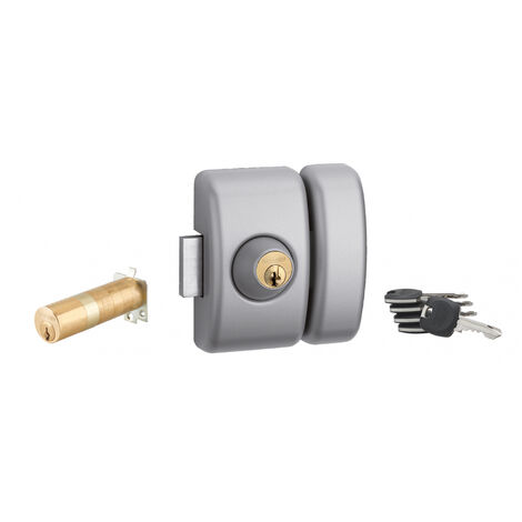 THIRARD - Verrou double entrée Universel ajustable pour entrée, HG 5+, dim. cylindre de 35 à 80mm, acier, 5 clés, epoxy argent - THIRARD
