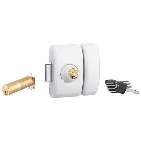 THIRARD - Verrou double entrée Universel ajustable pour entrée, HG 5+, dim. cylindre de 35 à 80mm, acier, 5 clés, epoxy blanc - THIRARD (1/5)