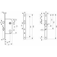 THIRARD - Serrure encastrable crochet à cylindre pour porte coulissante, axe 50mm, cylindre 30x30mm, bouts carrés, noir, 3 clés