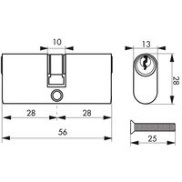 THIRARD - Cylindre de serrure double entrée Ovale, 28x28mm, laiton, anti-arrachement, 3 clés