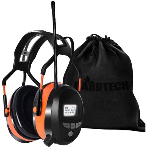 GARDTECH Bluetooth Ear Defenders Noise Cancelling Ear Defenders with Wireless Radio MP3 DAB FM Safety Ear Muffs with LCD Display 4GB SD Card Adult Ear Defenders for Garden Woodworking Orange