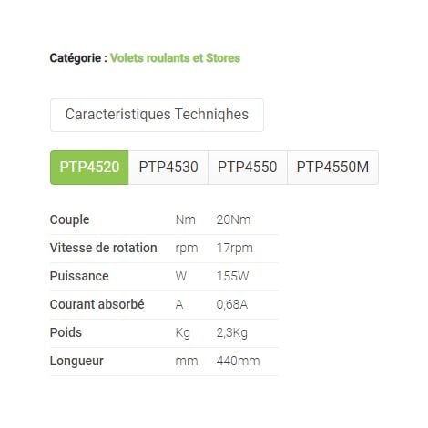 Moteur tubulaire volet roulant store banne - 20 Nm - Octogonale Diam.60 - TP4520 - 1507 - MYGATE by PROTECO