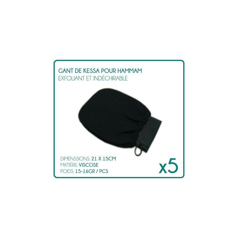 Gant hammam, kessa, exfoliant (noir) - Lot de 5 3