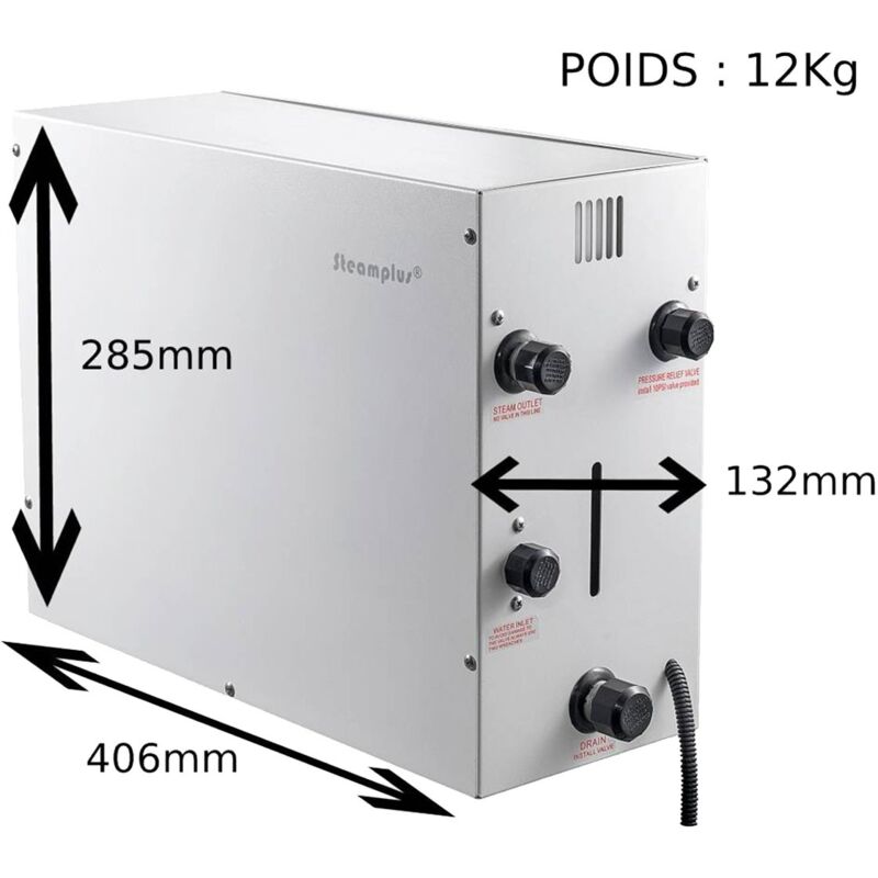 4Kw] Steamplus Générateur De Vapeur Pour Hammam à Usage Domestique Vidange Automatique 89093386