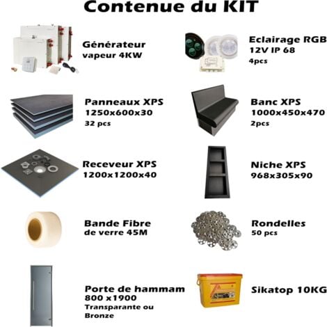 Hammam Kit De Construction Cabine De Douche Carreler X Avec G N Rateur Vapeur