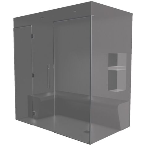 200 x 120 - Kit de construction cabine de douche Hammam avec paroi vitrée à carreler avec générateur vapeur