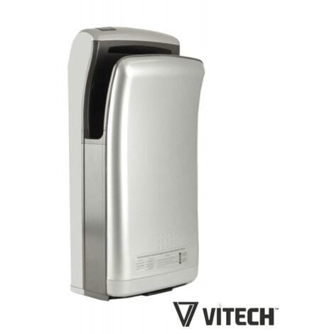 Sèche-mains Vitech automatique à double jet d'air gris 1800W Séchage rapide